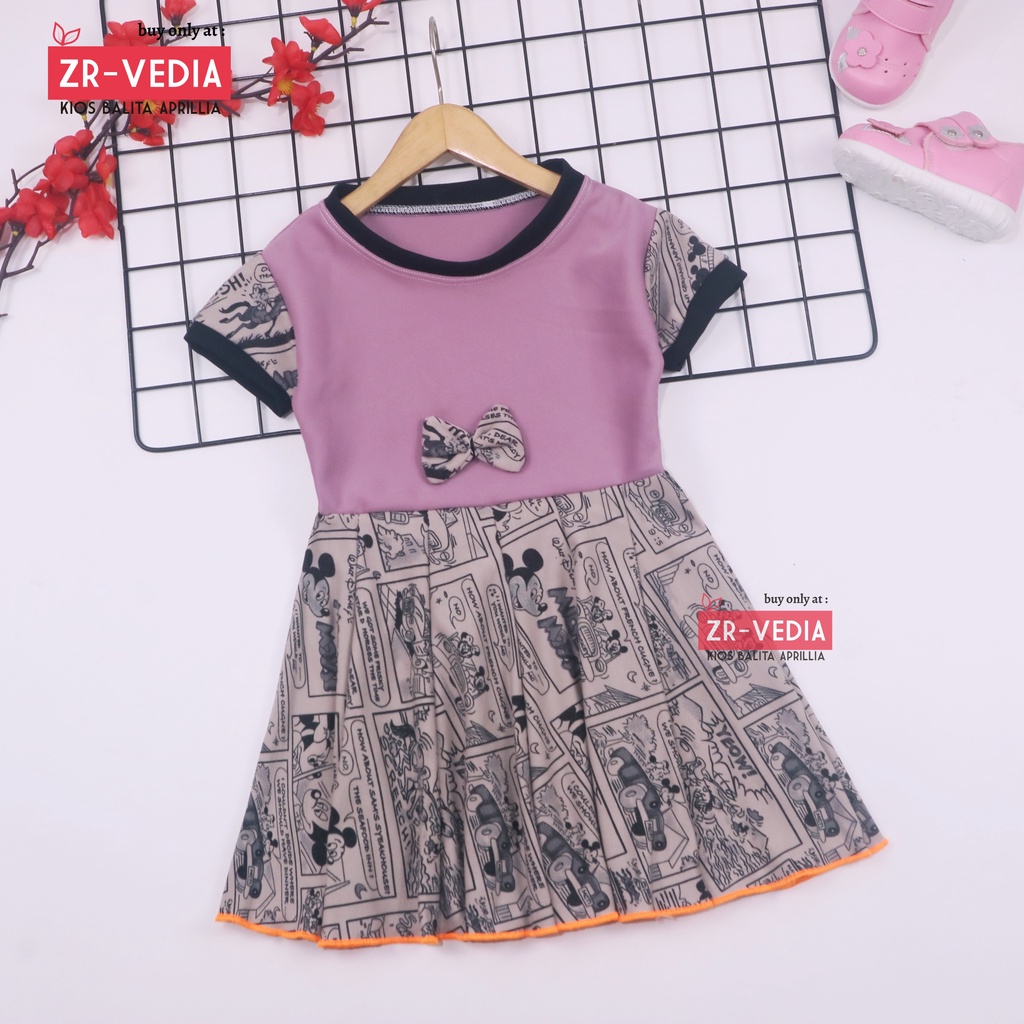 Dress Anak Jasmine uk 3-4 Tahun / Dress Balita Murah Bahan Kaos Anak Perempuan Dres Lengan Pesta