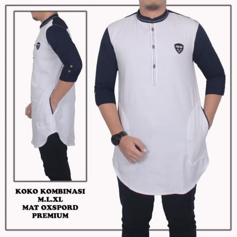 Bisa bayar di tempat / Koko pria lengan 3/4 / kurta pakistan premium dengan bahan oxford jahitan rapi tampil elegant sunnah muslim / kurta pria reglan benang timbul