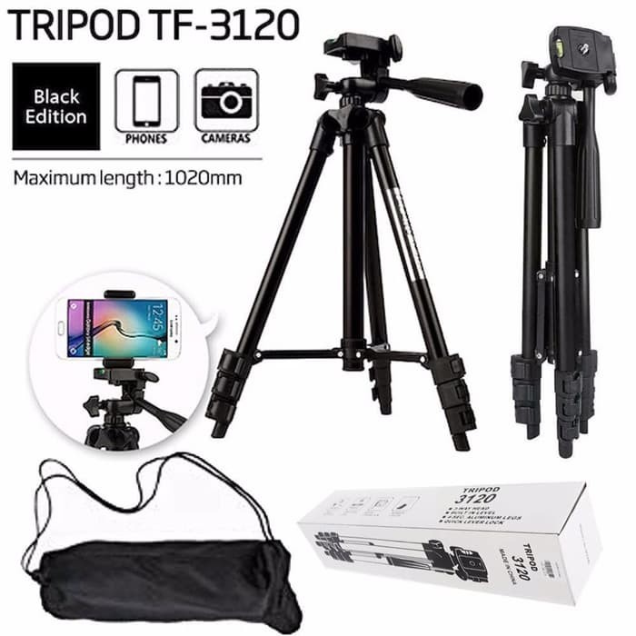 [RO ACC] TRIPOD 1M 3120 FULL BLACK WEIFENG UNIVERSAL STAND + HOLDER U ALL TIPE