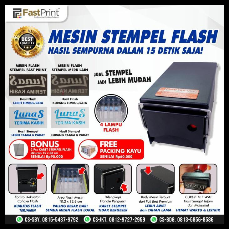 

Mesin Stempel Flash Kilat Premium 4 Lampu Full Plat Besi