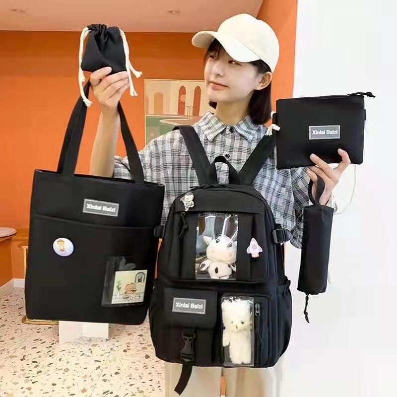 Tas Sekolah Anak Perempuan SD SMP SMA Tas Backpack wanita Ransel Sekolah Tas Wanita Import Tas 5 in 