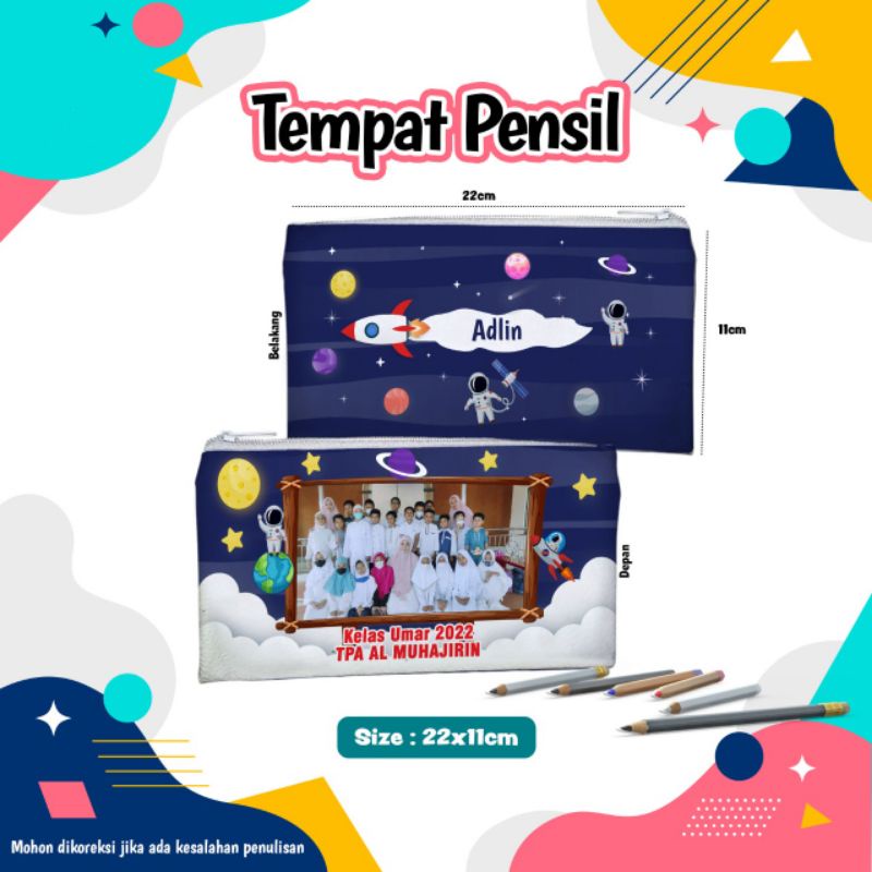 

TEMPAT PENSIL CUSTOM FOTO ANAK NAMA TULISAN - HADIAH ULANG TAHUN KENANG- KENANGAN SEKOLAH