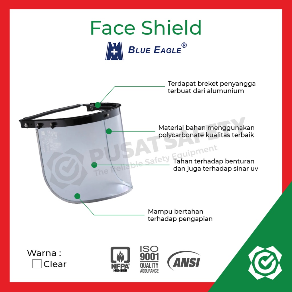 Faceshield FC 48 dan Bracket A2 Blue Eagle 1 Set