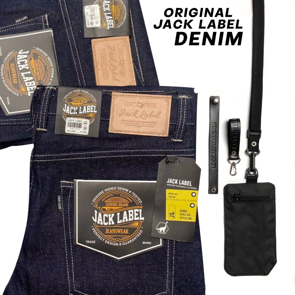 JACK LABEL - Denim Jeans Raw Original 15oz Tebal Jeans Panjang Pria Kualitas Distro Selvedge jeans ACCENT  non Streach tidak melar reguler jeans