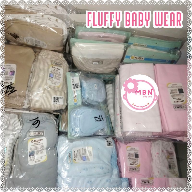 FLUFFY Paket Baju Bayi Fluffy Newborn Komplit Abu Grey Series Khaki Biru Blue Pink Kuning Hijau Tosca