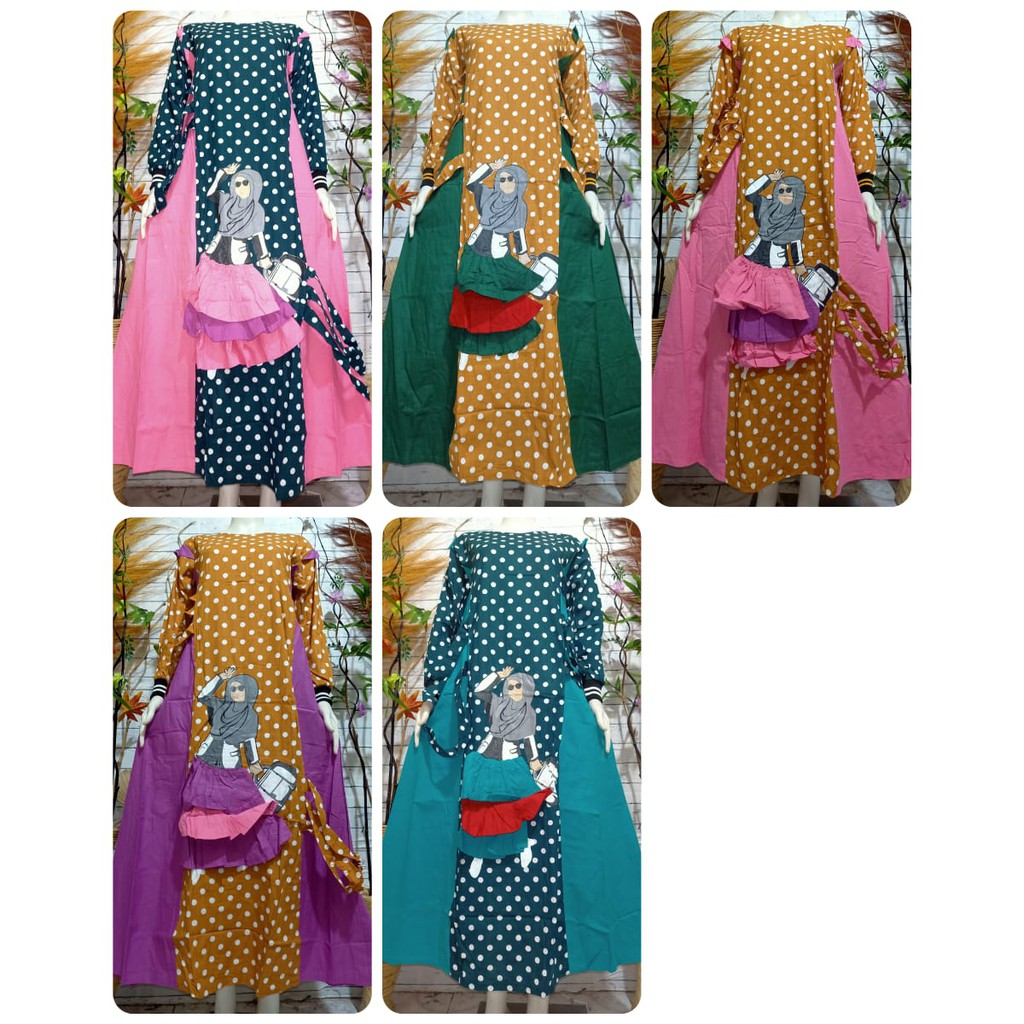 LANGSUNG KIRIM gamis polkadot chitato/gamis katun jepang premium polkadot