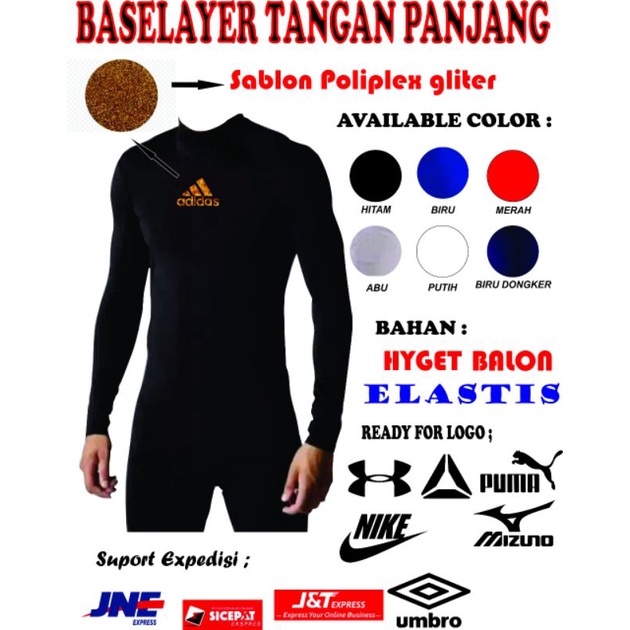 Baselayer pria wanita/kaos baselayer panjang, baju olahraga