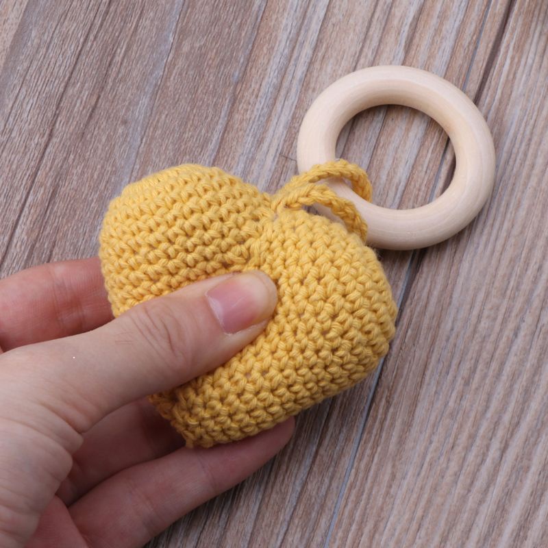 Mary Mainan Rattle Teether Ring Kayu Crochet DIY Untuk Bayi