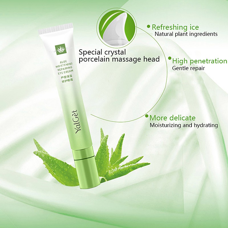 YALGET Aloe Vera Moisturizing Eye Cream Reduce Eye Bags Dark Circles Fine Lines Eye Care 20g