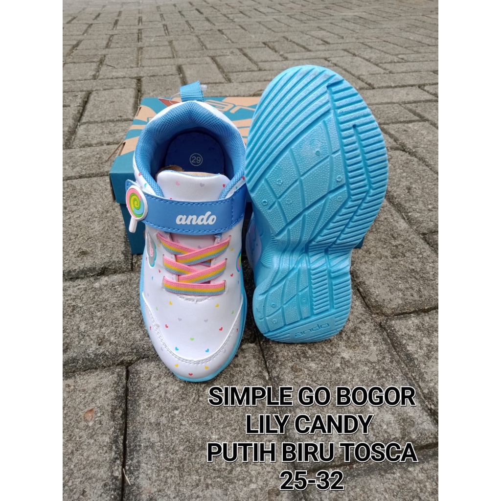 SEPATU ANAK PEREMPUAN TK SD SNEAKERS ANDO VELCRO LILY CANDY AND SMALL BES 25-32