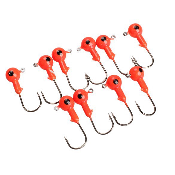 10Pcs Red Lead Round Jig Head Fishing Lures 5g 35mm