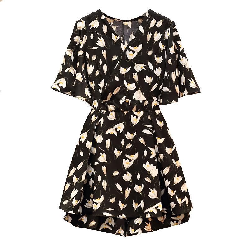 #Sisjuly# Setelan daisy baru wanita gaun sifon longgar dan tipis setelan dua potong gaya Barat