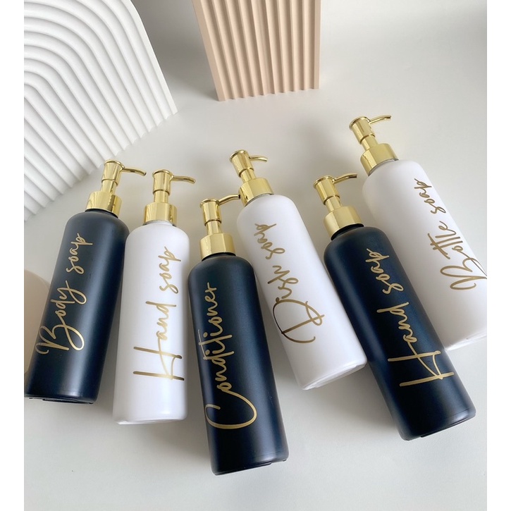 botol DOFF 250ml HITAM PUTIH GOLD NEW LUXURY . aesthetic bottle minimalist refill organizer tempat sabun cair pump estetik