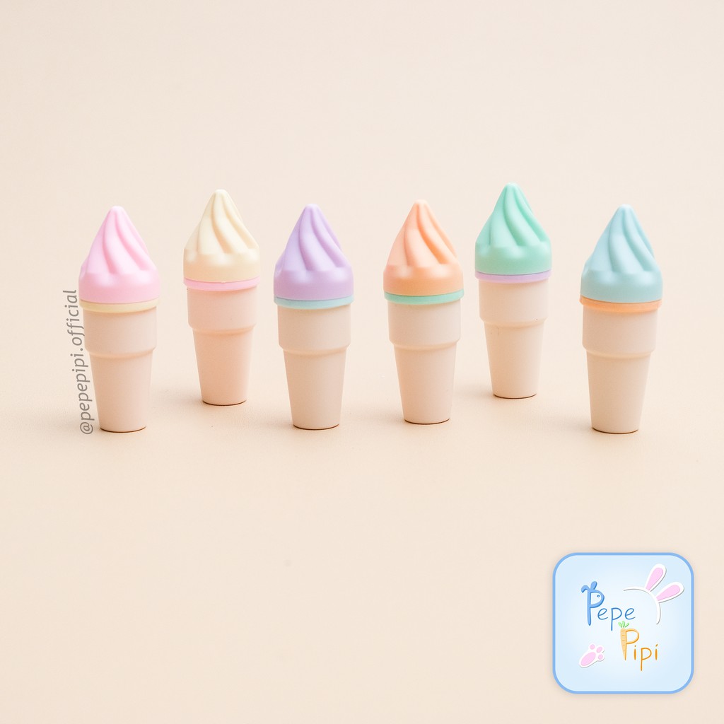 Highlighter Ice Cream Cone 1 Set Spidol Pastel Marker Textlighter Textliner Es Krim Cone