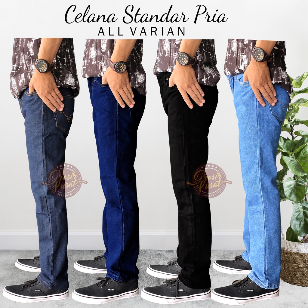 Celana Jeans Standar Biru Blitz Reguler LIVES Pria Size 28 - 38