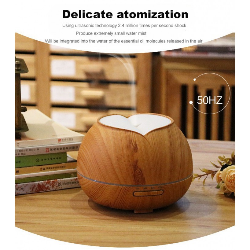 H31 Wooden Humidifier Aroma Diffuser 7 Color LED Light 300ml Black