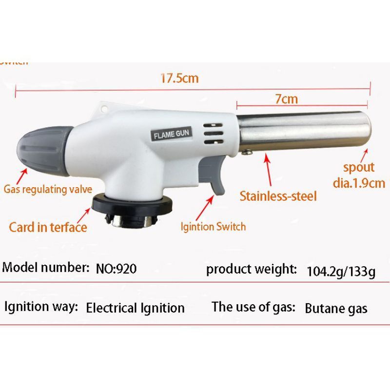 Flame Gun Stainless steel Portable Gas Torch BBQ Blow Torch Flame Gun Korek api pematik flame gun