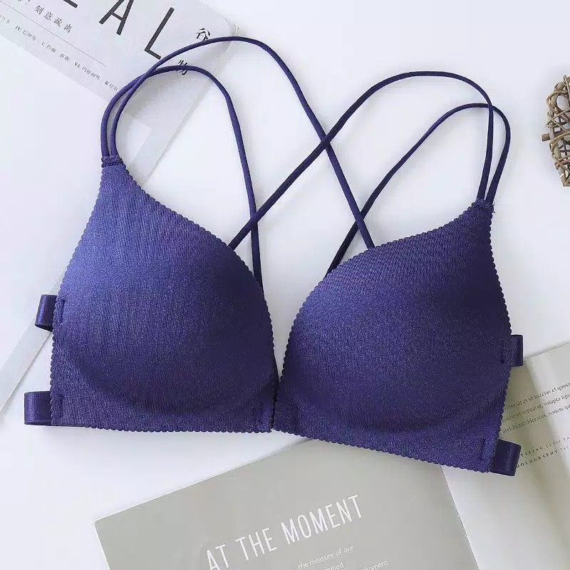 Bra Wanita Bralette Push Up Tanpa Kawat Kancing Depan bra import push up one piece seamless BH BSPD-navi