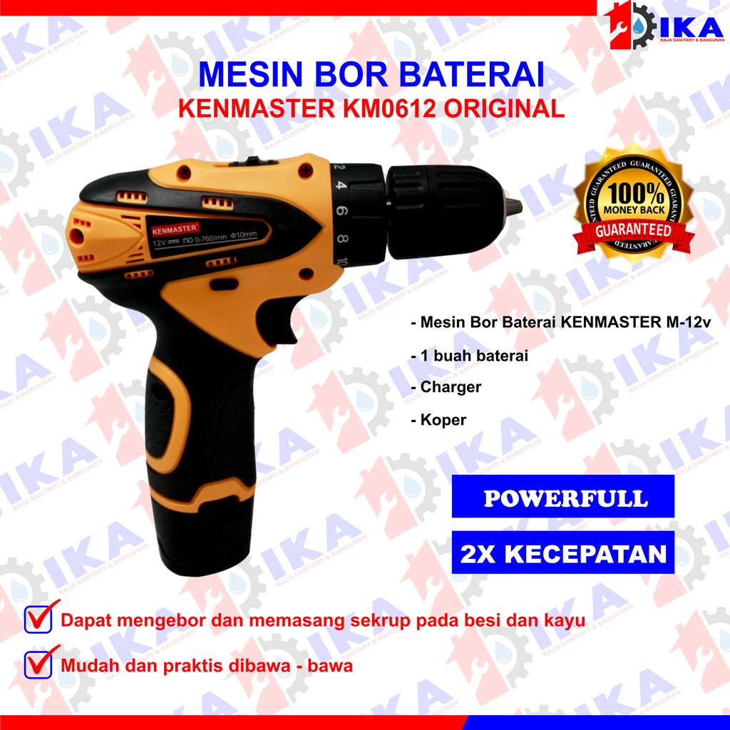 CRAZY SALE | Mesin Bor Cas Cordless Baterai kenmaster 12V / Tanpa kabel KM0612