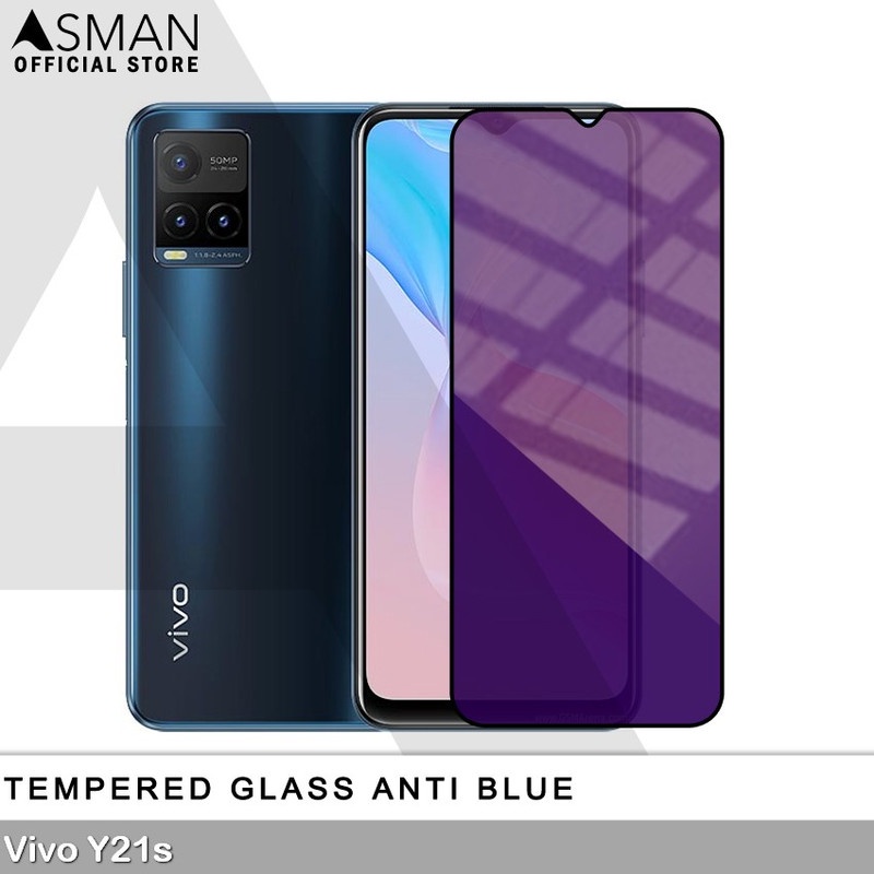 Tempered Glass Blue Light Full Lem VIVO Y21s Anti Radiasi Screen Protector