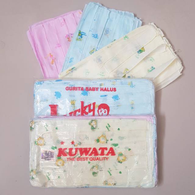 6 pcs (1/2 Lusin) Gurita Bayi Lucky / Kuwata MOTIF / Gurita Baby Tali ikat SNI MOTIF Putih &amp; Warna