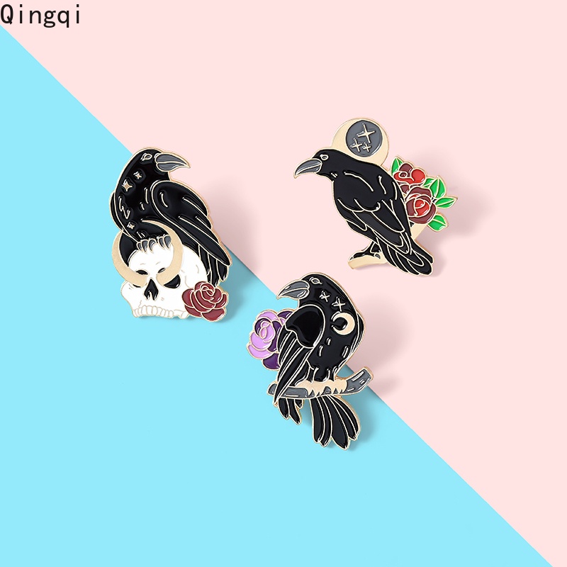 Bros Pin Enamel Desain Gagak Tengkorak Gaya Gothic Punk Untuk Hadiah