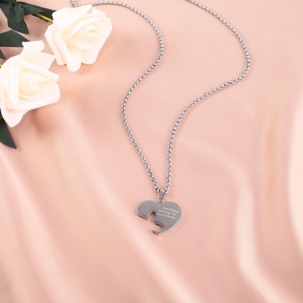 Lily Pasangan Kalung Romantis Stainless Steel Fashion Perhiasan Pasangan Collares Heart Choker