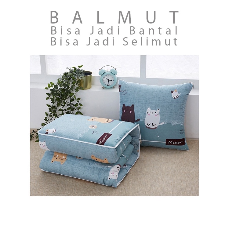 BALMUT Bantal Selimut Anak Motif Karakter Bantal Selimut Traveling Portable 2in1