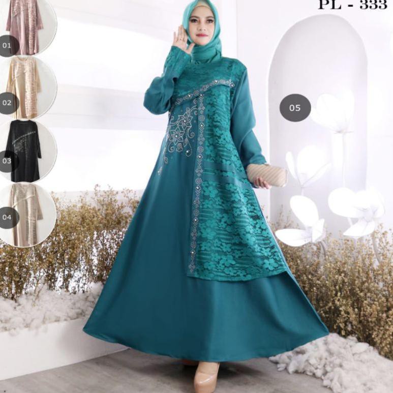 9.9 Pink Lady Kode 333 Gamis Brukat Muslim  Dress Kondangan LD 100 Dan 115