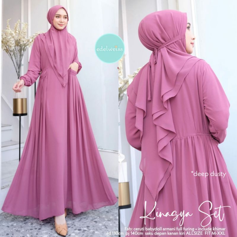kinasya set dress syari ori edelweis