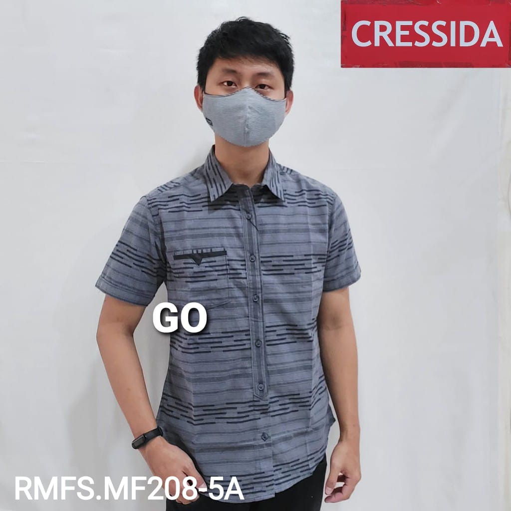 gos  CRESSIDA KEMEJA PRIA SLIMFIT Kemeja Casual Kemeja Lengan Pendek