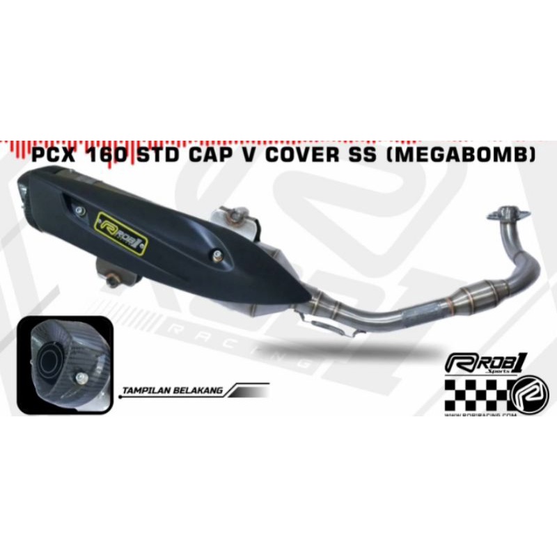 Knalpot NEW PCX 160 ROB1 RCB1 STD Racing Stainless EndCup V Carbon