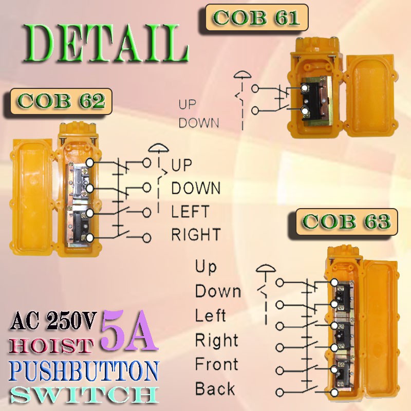 EELIC PBT-COB63 PUSHBUTTON  SWITCH 6 BUTTONS COB63 AC 250V 5A TAHAN AIR HUJAN