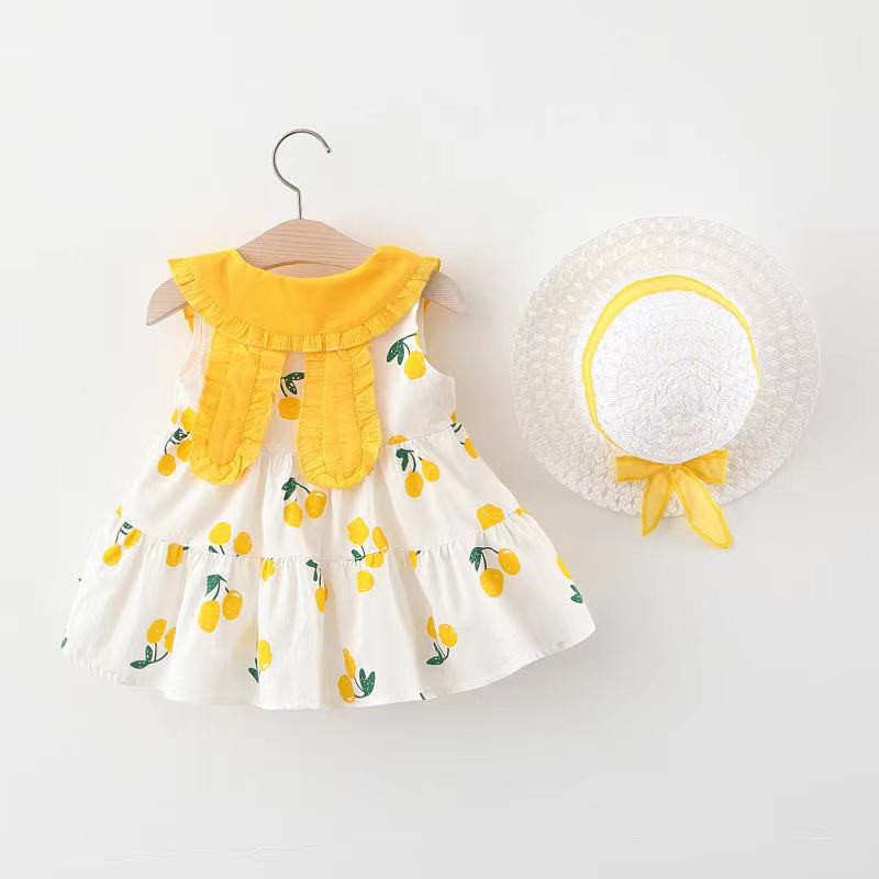 DRESS+TOPI IMPORT/DRESS ANAK PEREMPUAN 1thn-4thn SKU0009