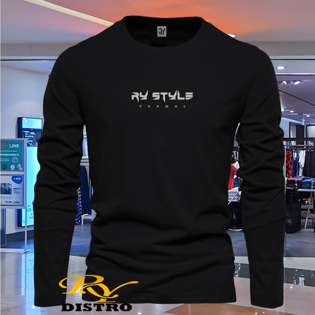 PROMO  Kaos Lengan Panjang RY STYLE FORMAL Silver / Kaos Pria / Kaos Polos kaos Olah raga kaos adida