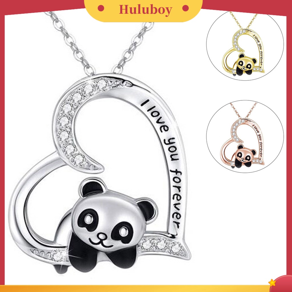 Hu Hu Hu Hu Hu Alat Bantu Pasang Kacamata♡ Kalung Rantai Liontin Hati / Panda Hollow Out Adjustable Untuk Wanita