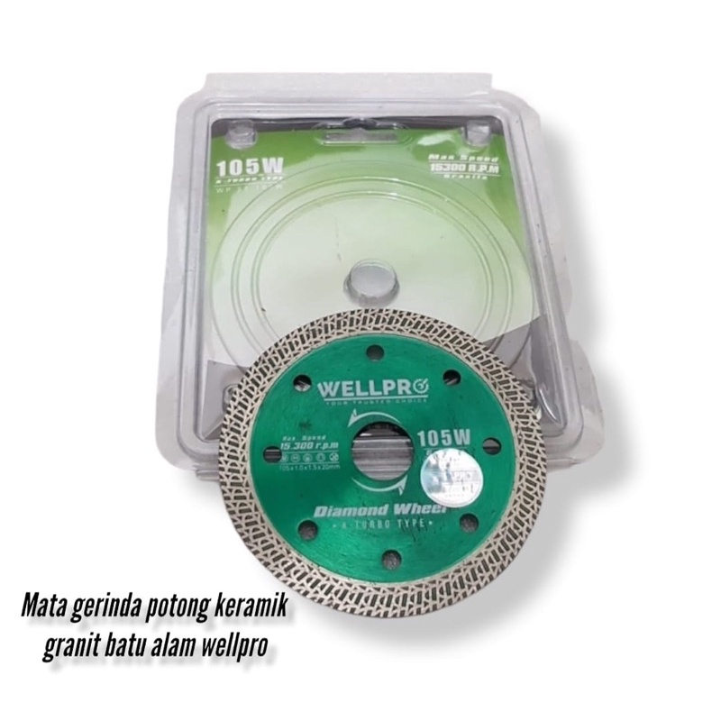 Mata gerinda potong keramik granit Wellpro diamond wheel turbo 4”