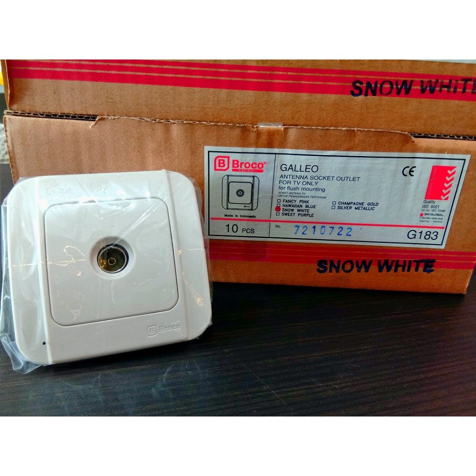 BROCO GALLEO TV SOCKET SNOW WHITE - G18355S