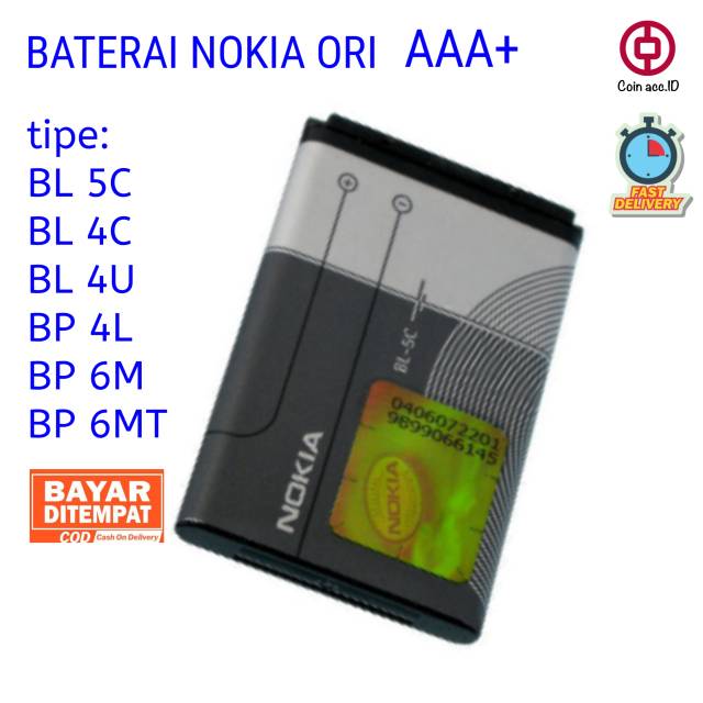 Baterai NOKIA ORI BL5C/4C/4U/BP4L/6M/6MT