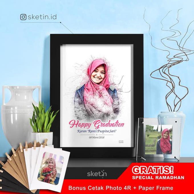 

Termurah Desain Sketsa Pensil Wajah A4 Single Kado Wisuda \U002F Nikah \U002F Ulang Tahun - Pencil