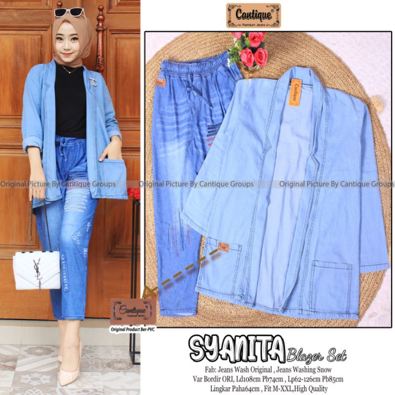 Syanita blazer set jeans wanita by cantique