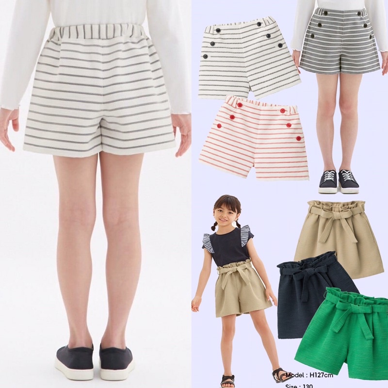 lovemecorner GU KIDS TIEWAIST SHORTS PANTS CELANA PENDEK ANAK PEREMPUAN GIRLS BAHAN STRETCH