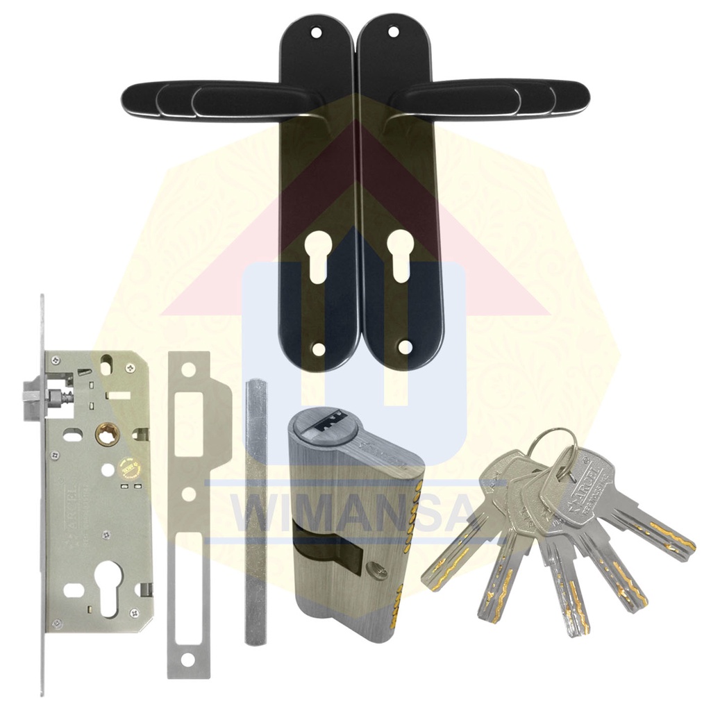 HANDLE PINTU BESAR ARCEL 85 MM HITAM - KUNCI PINTU