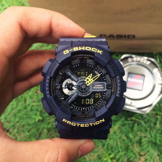 Jam Tangan Pria Casio G-Shock GA-110LN Blue List Yellow Original BM
