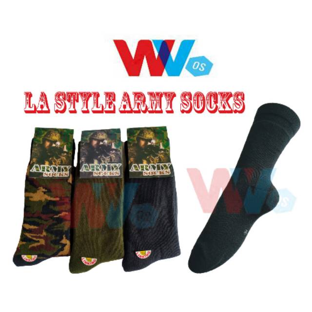 Kaos Kaki Army Tebal safety socks Hitam, Loreng dan Hijau
