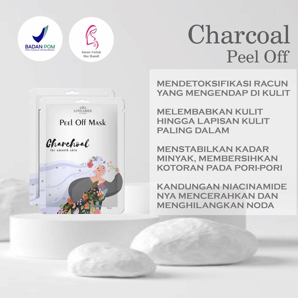 Masker Peel off 30gr by loveabiee beli 6 free (1 Tamanu Oil 30ml, 1 Premium Rose Water, 1 Mangkok 4in1, 1 Pouch)