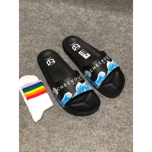 SANDAL SLIDE CHECKOUT WAVE MOTIF OMBAK PRIA WANITA