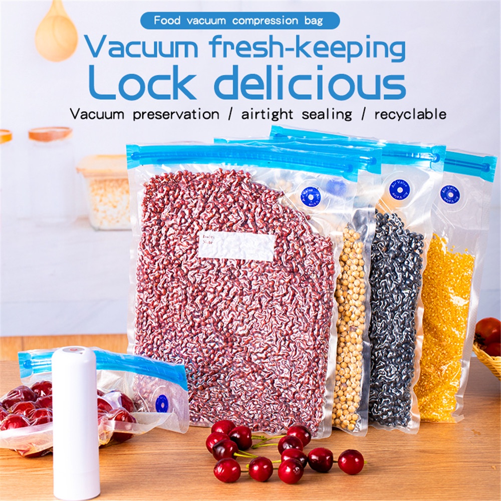 【COD Tangding】Can Reuse Food Vacuum Bag Kitchen Storage Air Vacuum Compressed Bag Organizer with Transparent Sealed Storage