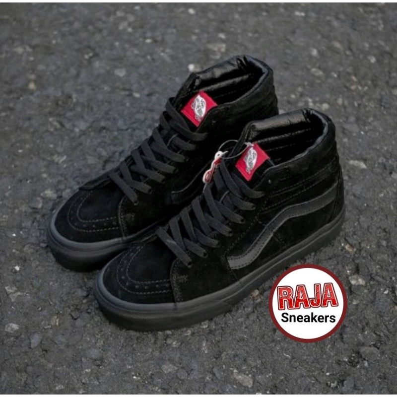 TERMURAH Siap Kirim Sepatu Vans Sk8-Hi Full Black Sket Sekolah Olahraga Santai