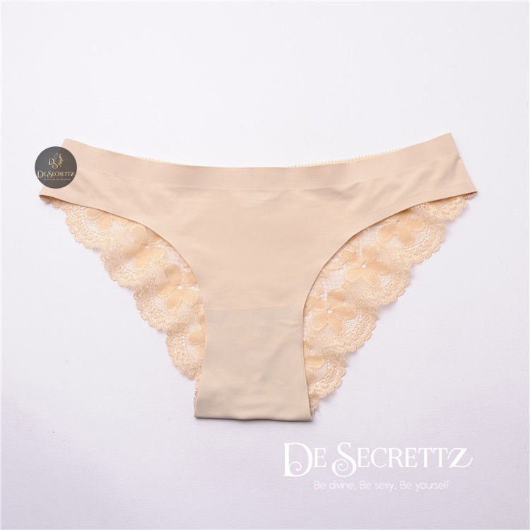 DeSecrettz PANTIES #038 Celana Dalam Wanita, Sexy Lace Seamless Panties Women's Ice Silk Large Size Low Waist Briefs